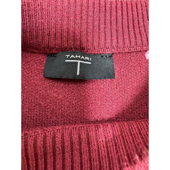 Tahari Sweater Burgundy Polka Dot Pullover Sweater Sz Large - Picture 5 of 11